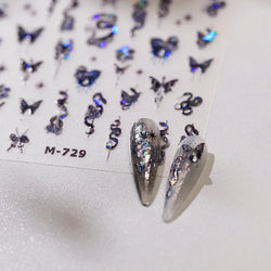 Dark Sword Coiled Snake Cross Butterfly Wing Starburst Starlight Gothic Reptile Animals Nail Art Sticker Festival Manicure Decal (ONLINE ORDER ONLY)