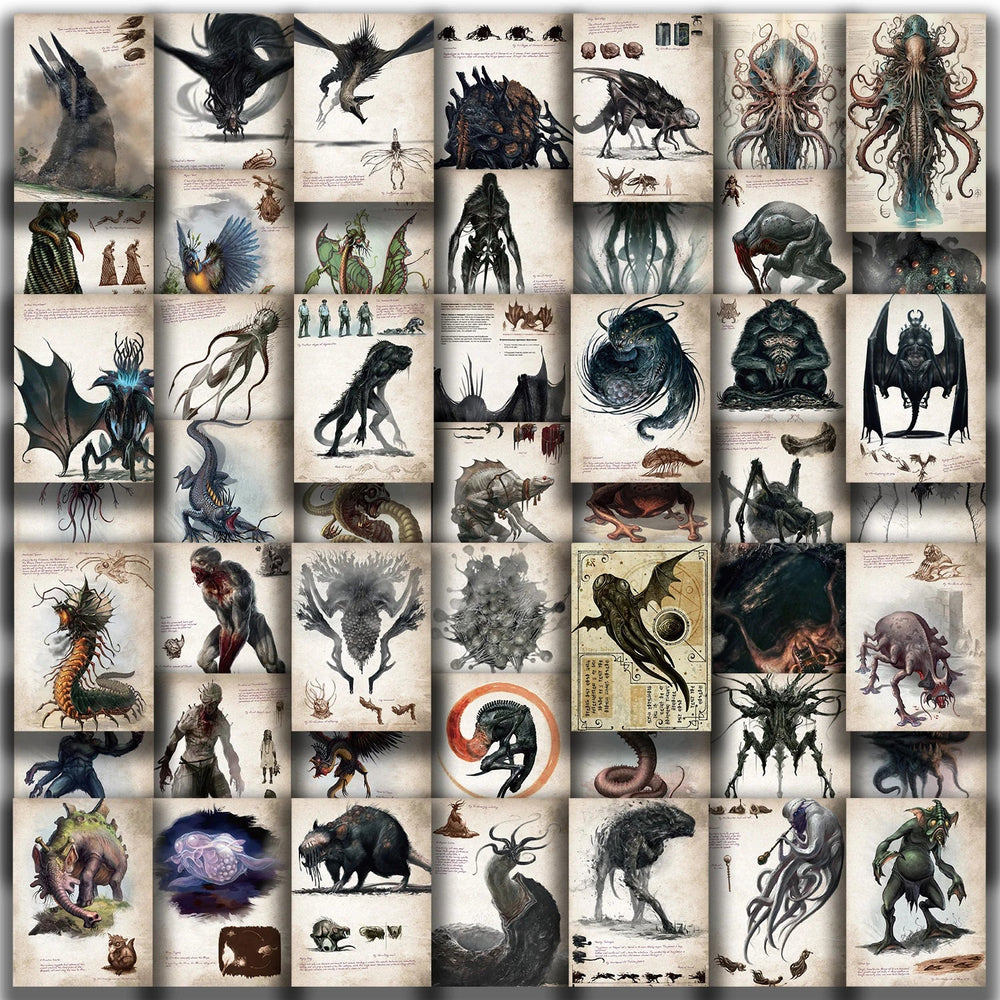 50pcs Cthulhu Mythos Monsters Funny Graffiti Stickers Vinyl Waterproof Stickers Pack For Water Bottle Laptop Scrapbook Stickers (Online Order Only)