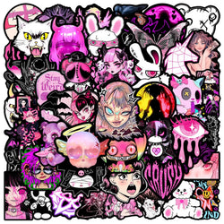 Pink Gothic Graffiti Stickers for Scrapbooking, Phone, Laptop, Suitcase, Skateboard, Helmet - 10/25/50pcs (Online Order Only)