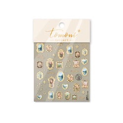 Retro Rose Gold Silver Totem Picture Photo Frame Flower 5D Self Adhesive Nail Art Stickers 5D Shiny Rhinestone Manicure Decals (ONLINE ORDER ONLY)