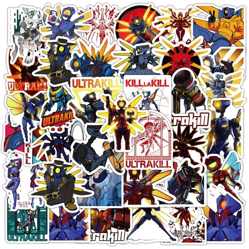 50pcs ULTRAKILL Game Stickers for Laptop, Phone, Car, Scooter, Water Bottle, Suitcase, Stationery, Refrigerator Decoration (Online Order Only)