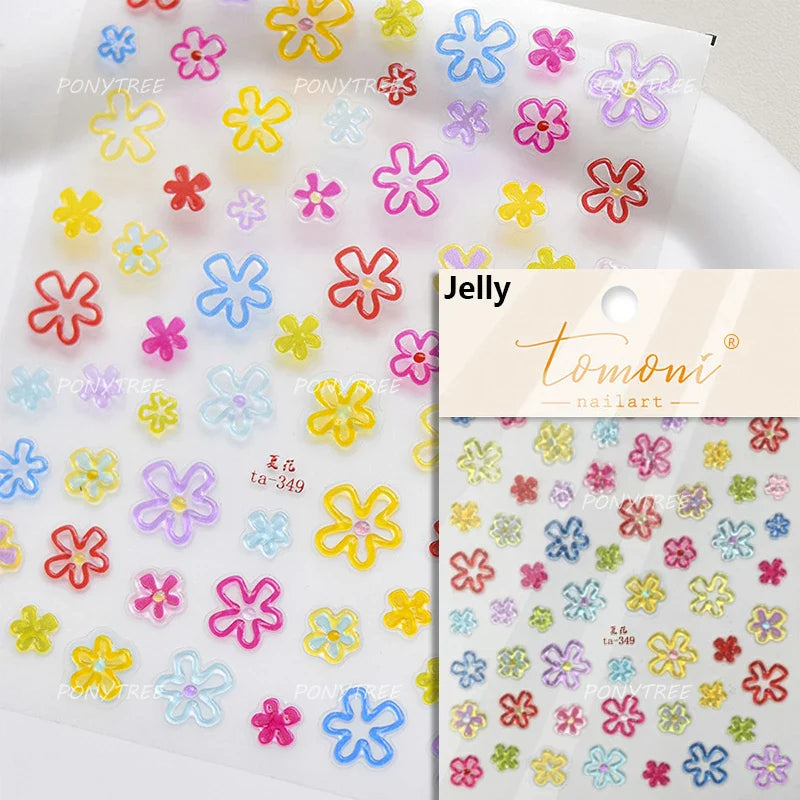 Embossed Flower Pink Butterfly Lucky Peach Blossom Chic Spring Petal 5D Soft Relief Adhesive Nail Art Stickers Manicure Decals (Online Order Only)