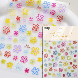 Delicate Chic White Flower Jelly Green Leaves Red Fruits Lily Gardenia Self Adhesive Nail Art Stickers Rhinestone Manicure Decal (Online Order Only)