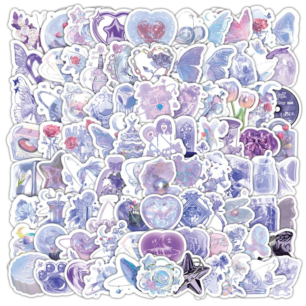 Cute 3D Purple Cartoon Stickers Kawaii Decals for Planner, Scrapbook, Phone, Laptop (Online Order Only)