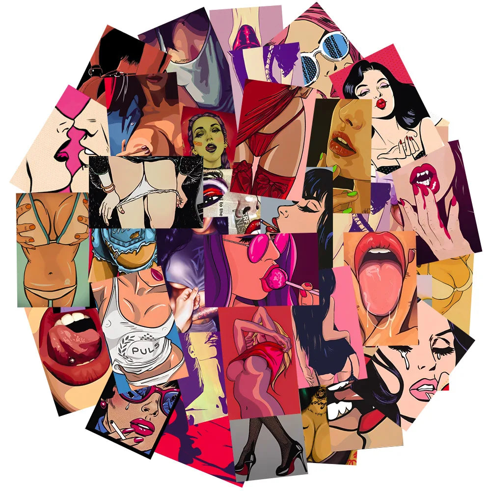10/30/50PCS Anime Hentai Sexy Beauty Girls Stickers Graffiti PVC Waterproof Motorcycle Laptop Guitar Phone Bike Decals DIY Toys (Online Order Only)