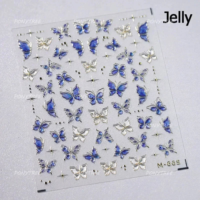 Dreamy Moon Stars Love Heart Butterfly Bowknot Lace Shiny Starburst Ribbon Delicate Adhesive Nail Art Stickers Manicure Decals (Online Order Only)
