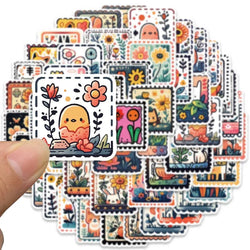 10/30/50PCS Cute Cartoon Stamp Flower Animal Stickers DIY Skateboard Phone Bike Suitcase Laptop Notebook Bike Kids Sticker Toys (ONLINE ORDER ONLY)