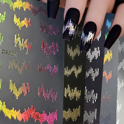 6pcs/Set High Gloss Reflective Glitter 3D Nail Sticker Silver Dark-Shiny Effect Press On Nails Decals Decor DIY Adhesive Sliders (ONLINE ORDER ONLY)