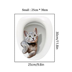 Cute Cat Toilet Wall Stickers - Funny Bathroom Self-adhesive Kitten Decals (Online Order Only)