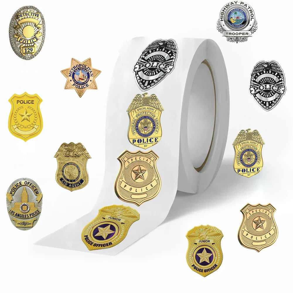 500pcs Police Badge Stickers for Children Kids Rolling Reward Roll Stickers Small Packaging Pack Stickers Photocard Decor Lables (ONLINE ORDER ONLY)