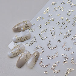 Hot Stamping Silver Rose Gold Tender Leaf Branches Flower Slash Leaves Maple Leaves Ginkgo Plant Flower Nail Art Stickers Decals (ONLINE ORDER ONLY)