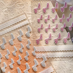 Pink White Bowknot Jelly Knot Lace Delicate Decorative Border Shiny 5D Self Adhesive Nail Art Stickers Manicure Decals Wholesale (Online Order Only)