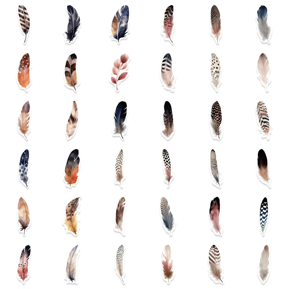 10/64PCS  Feather Decor Kawaii Small Diary Travel Paper Stickers Book Journal Label Sticker Back to School Supplies (ONLINE ORDER ONLY)