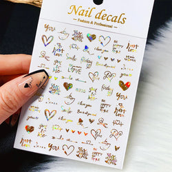 1PC Heart Love Design 3D Nail Art Sticker English Letter Self-Adhesive Slider Valentine's Day DIY Manicure Tips Accessories Tool (ONLINE ORDER ONLY)