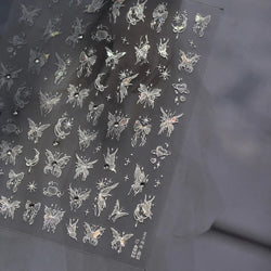 Dreamy Moon Stars Love Heart Butterfly Bowknot Lace Shiny Starburst Ribbon Delicate Adhesive Nail Art Stickers Manicure Decals (Online Order Only)