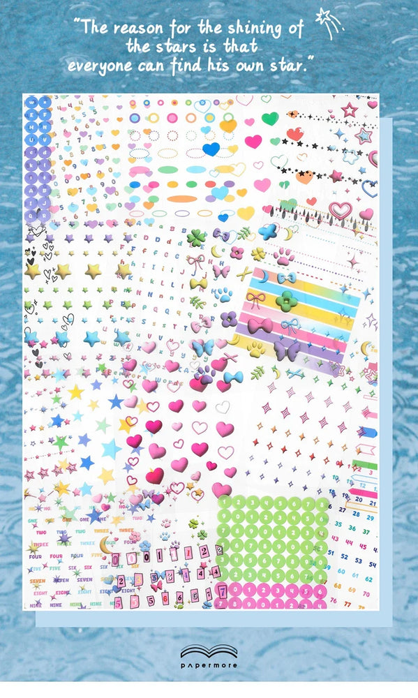 20Pages/piece Korean Ins Starlight Dot Series Decorative Stickers Phone Case Laptop DIY Idol Photocard Kawaii Journal Sticker (Online Order Only)