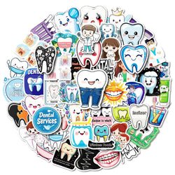 10/50pcs Cute Funny Teeth Care Protect Tooth Stickers Waterproof Graffiti Scrapbook Skateboard Laptop Motorcycle Vinyl Sticker (Online Order Only)