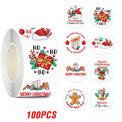 100-500pcs Merry Christmas Sticker Holiday Party New Year Decoration Gift Box Seal Sticker Baking Label Packaging Sticker (ONLINE ORDER ONLY)