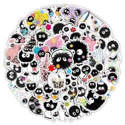 10/30/50PCS Soot Sprites Stickers Cute Elf Cartoon Sticker DIY Decoration Luggage Laptop Phone Guitar Car Bike Sticker Kids Toys (Online Order Only)