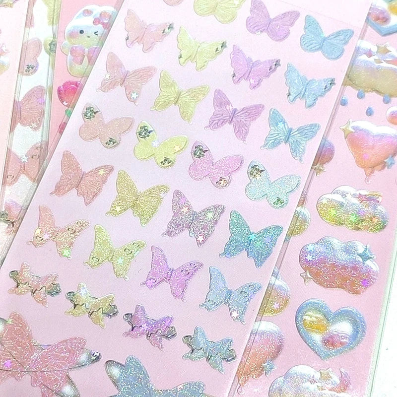 Cute Star Moon Rose Series Laser Stickers Hand Account Idol Card DIY Material Decorative Sticker Personalized Korean Stationery (ONLINE ORDER ONLY)