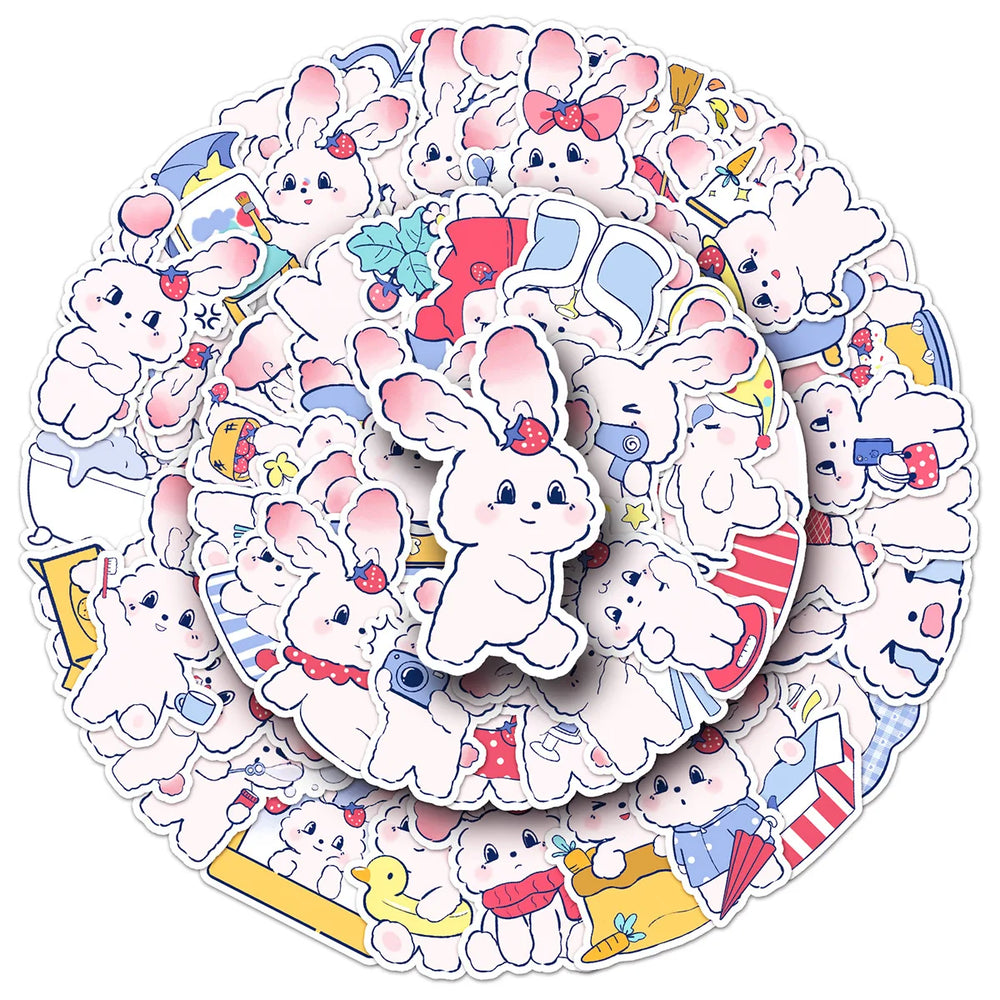 Strawberry Bunny Stickers Cute Animal Decals DIY Scrapbook Laptop Phone Car Decoration (Online Order Only)