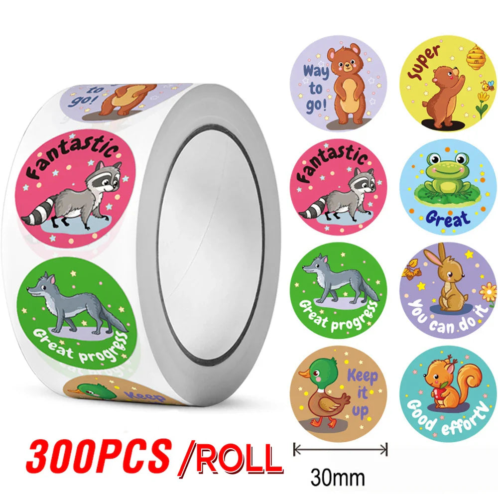 100-300pcs Animal Cartoon Stickers For Kids School Teacher Reward Stickers Classic Kids Toy Cute Stationery Supplies Label ﻿ (ONLINE ORDER ONLY)