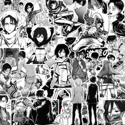 10/30/70pcs Black White Anime Attack on Titan Stickers for Kids DIY Laptop Skin Phone Cool Cartoon Graffiti Sticker Wholesale (ONLINE ORDER ONLY)