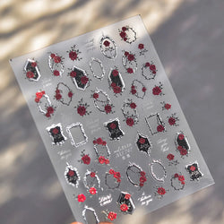Metal Effect Rose Flower Pattern Totem Photo Frame Self Adhesive Nail Art Sticker Romantic Chic Wreath Rhinestone Manicure Decal (Online Order Only)