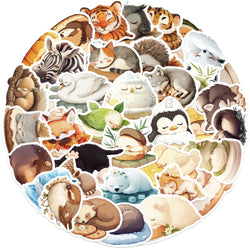 50pcs Sleeping Animals Cartoon Stickers Perfect for Scrapbooking Diaries Laptops Bumpers Water Bottles Computers Phones Sticker (Online Order Only)
