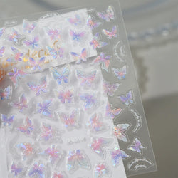 1pcs Pink Christmas Nail Stickers Shiny Shell Light Nail Art Parts Stickers Cute Snowflakes Star Wreath Nail Decorations Decals* (ONLINE ORDER ONLY)