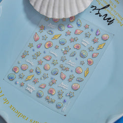 Beach Colourful Conch Dolphin Shell Starfish Jellyfish Star Summer Sea Wave Vacation Mode Water Bubble Nail Art Stickers Decals (Online Order Only)