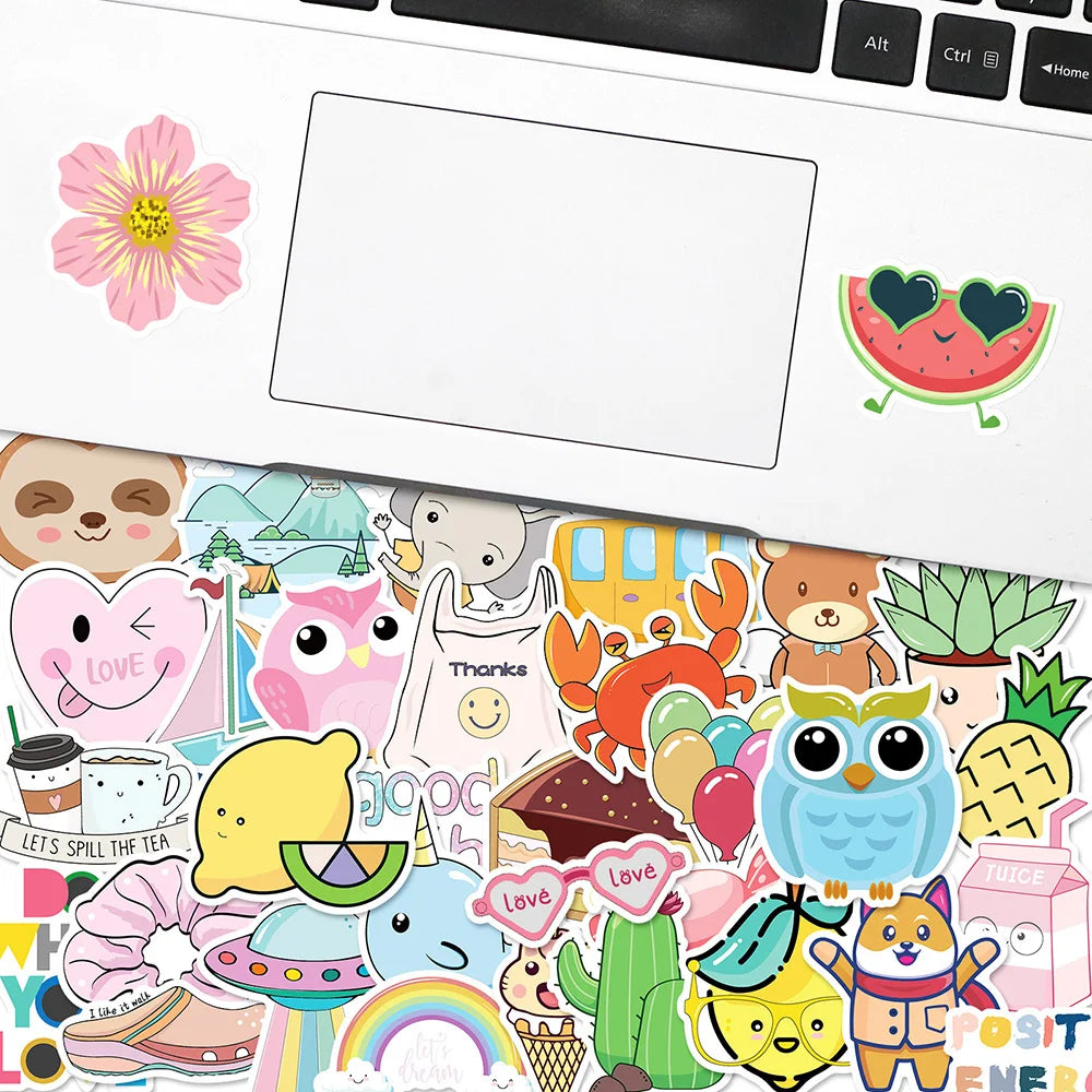 10/30/50/100PCS VSCO Cartoon Stickers For Girls Cute Decals DIY Notebook Phone Motorcycle Bicycle Laptop Suitable Trendy Sticker (Online Order Only)