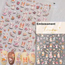 Rabbit Bunny Bear Flower Lace Bowknot Retro Frame Rose Self Adhesive Nail Art Decoration Stickers Chic Manicure Decals Wholesale (ONLINE ORDER ONLY)