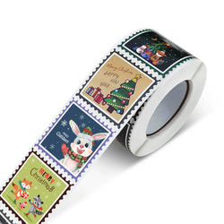 50-500Pcs Merry Christmas Stickers 3.8cm Square Christmas Tree Holiday Adhesive Labels for Cards Present Envelopes Seal Box Bag (ONLINE ORDER ONLY)