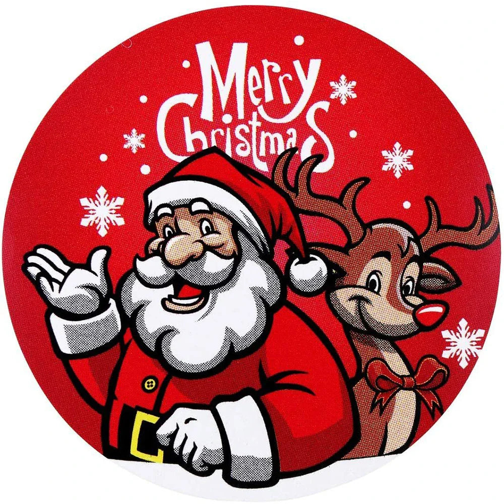 100-500PCS Merry Christmas Stickers Santa Claus Christmas Pattern Design Christmas Gift Package Decor Labels 1inch (ONLINE ORDER ONLY)