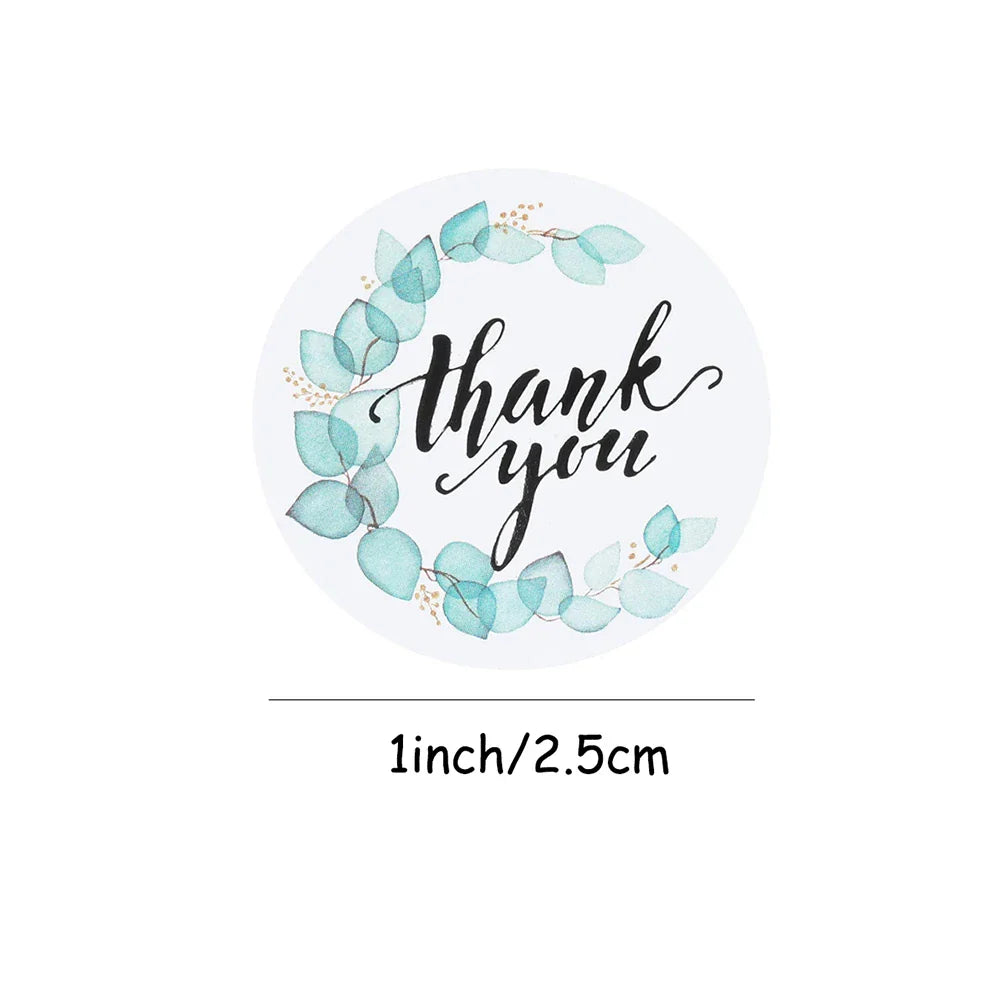 500pcs/roll Flowers Thank You Sticker Labels Round Reward Stickers Wedding Party Decor Envelope Seals Stickers Stationery (Online Order Only)