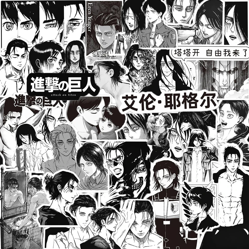 Attack On Titan Anime Stickers - Waterproof Decals for Laptop, Phone, Car, Bike, Toy (10/30/66pcs) (Online Order Only)