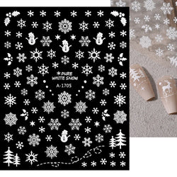 3D Gold Glitter Snowflake Nail Sticker Winter Reflective Elk Star Balloon Christmas Tree Foil Xmas New Year Decal Tips Decoratio (ONLINE ORDER ONLY)
