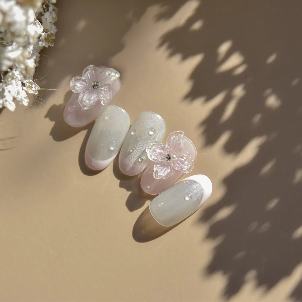 Vigour Crystal Flower Peach Blossom Garden Springtime Petal Self Adhesive Nail Art Stickers Chic Jelly Rhinestone Manicure Decal (ONLINE ORDER ONLY)