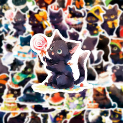 10/30/50PCS Kawaii Black Cat Sticker Funny Animal Decals Decoration DIY Suitcase Bike Phone Laptop Fridge Graffiti Kids Sticker (ONLINE ORDER ONLY)