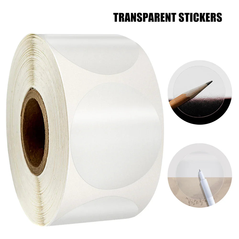 100-500pcs transparent labels 1 inch business package seal labels sticker PVC adhesive custom sticker stationery supply (ONLINE ORDER ONLY)