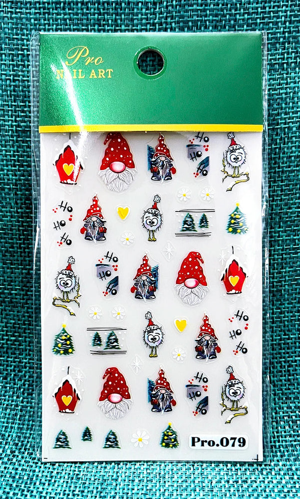 5D Embossed Gingerbread Man Nail Art Sticker Cute Christmas Winter Santa Claus Snowflake Elk Engraved Slider Manicure Decoration (ONLINE ORDER ONLY)