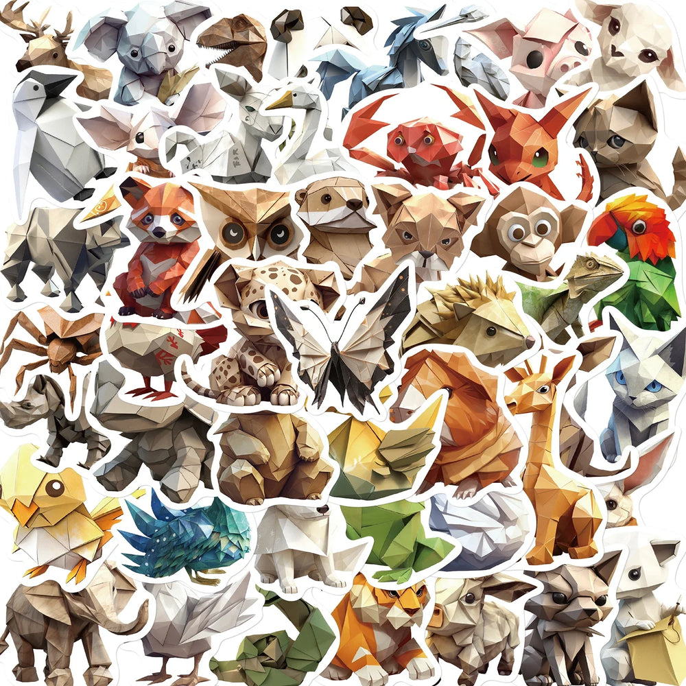 58pcs Origami Aanimal Stickers for Kids Boys Girl Baby Toys Shower Wall Decal For Notebook Water Bottle Luggage Laptop Phone (ONLINE ORDER ONLY)
