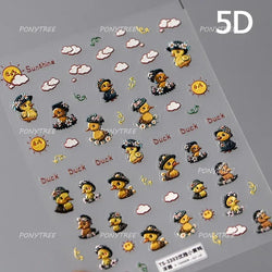 Cute Duck Pear Bowknot Mini Flower Duckling Line Bow Photo Frame Seal Stamp Figure Self Adhesive Nail Art Sticker Manicure Decal (ONLINE ORDER ONLY)
