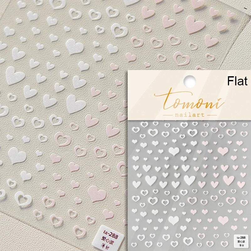 Colored Crystal Star Love Heart Shiny Silver Hollowed Smudging Rainbow Flower Jelly Embossed Nail Art Stickers Manicure Decals (ONLINE ORDER ONLY)