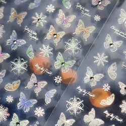 Colourful Butterfly Delicate Anmials Adhesive Nail Art Stickers Dreamy Winter Snowflake Rhinestone Manicure Decals Nail Supplies (ONLINE ORDER ONLY)