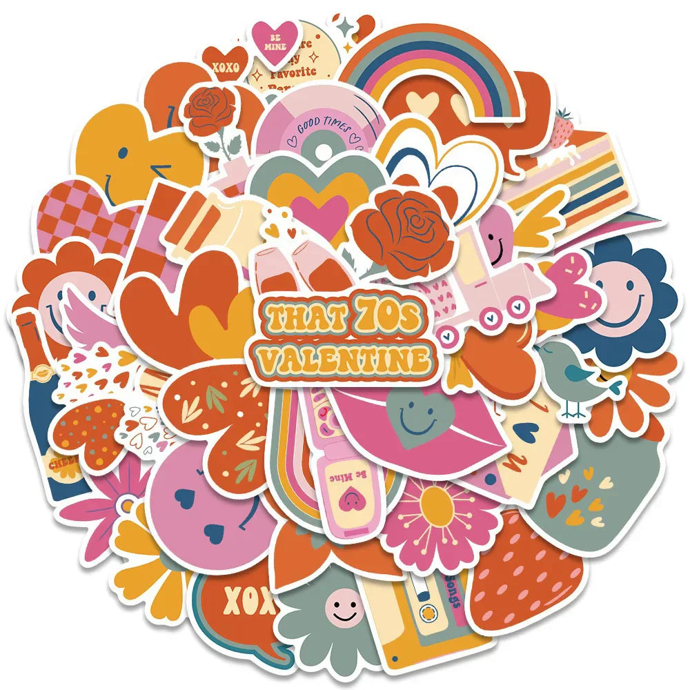 Cute Valentine Cartoon Stickers for Laptop, Luggage, Skateboard, Kid Toys - 10/30/48PCS (ONLINE ORDER ONLY)