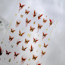 1pc Dark Red Butterfly Nail Art Stickers Retro Luxury Self Adhesive  Slider Holographic Glitter DIY 3D Nail Art Decal Decoration (ONLINE ORDER ONLY)