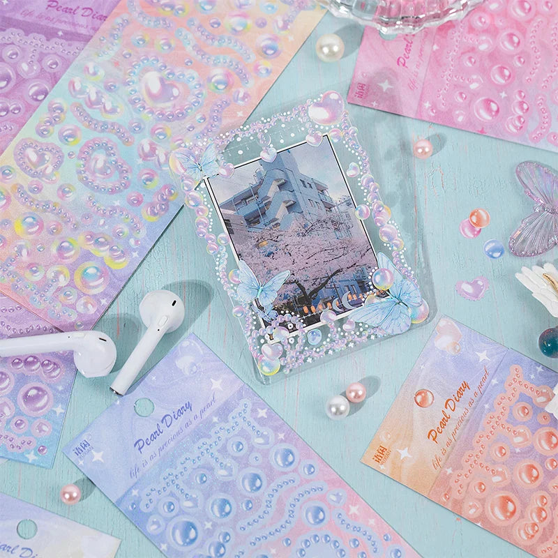1Pcs Cute Love Romantic Pearl Scrapbooking Stickers Korean ins Hand Account Idol Card Album DIY Deco Material Stationery Sticker (ONLINE ORDER ONLY)
