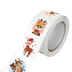 500pcs/Roll Christmas Reindeer Festival Cartoon Sealing Sticker DIY PVC Laptop Decals Decoration Stiker Reward Gift Toys (Online Order Only)